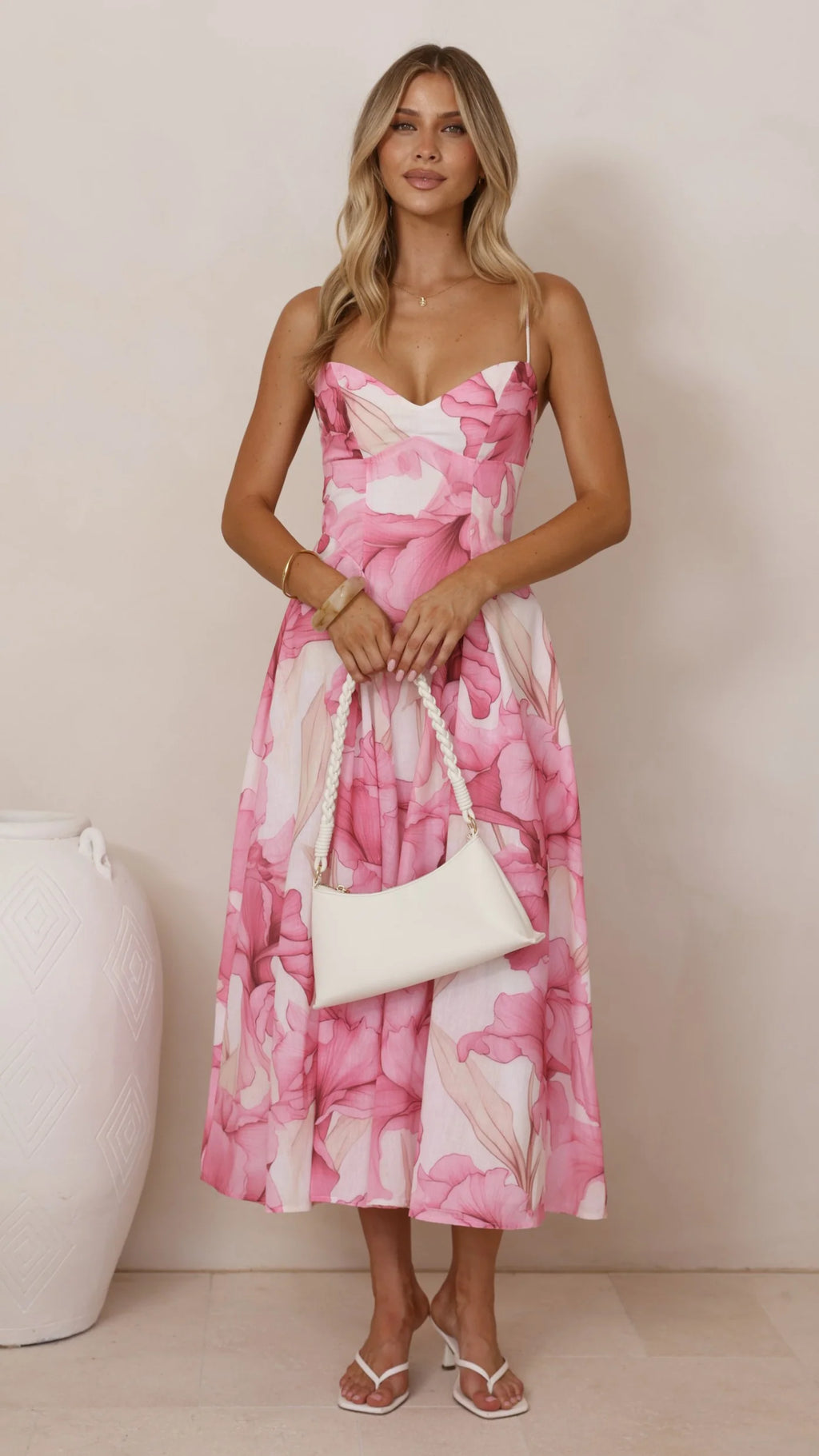 Dallas Midi Dress - Pink Floral