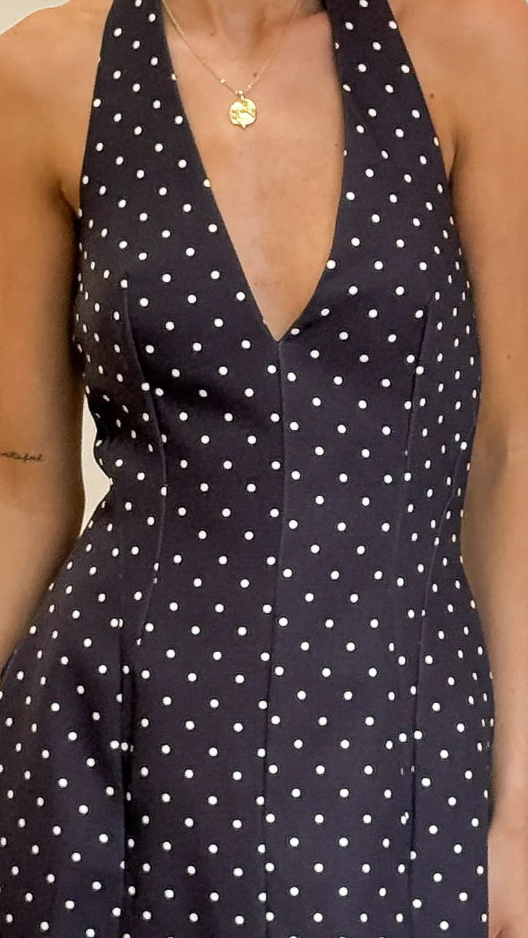 Lula Mini Dress - Brown Polka