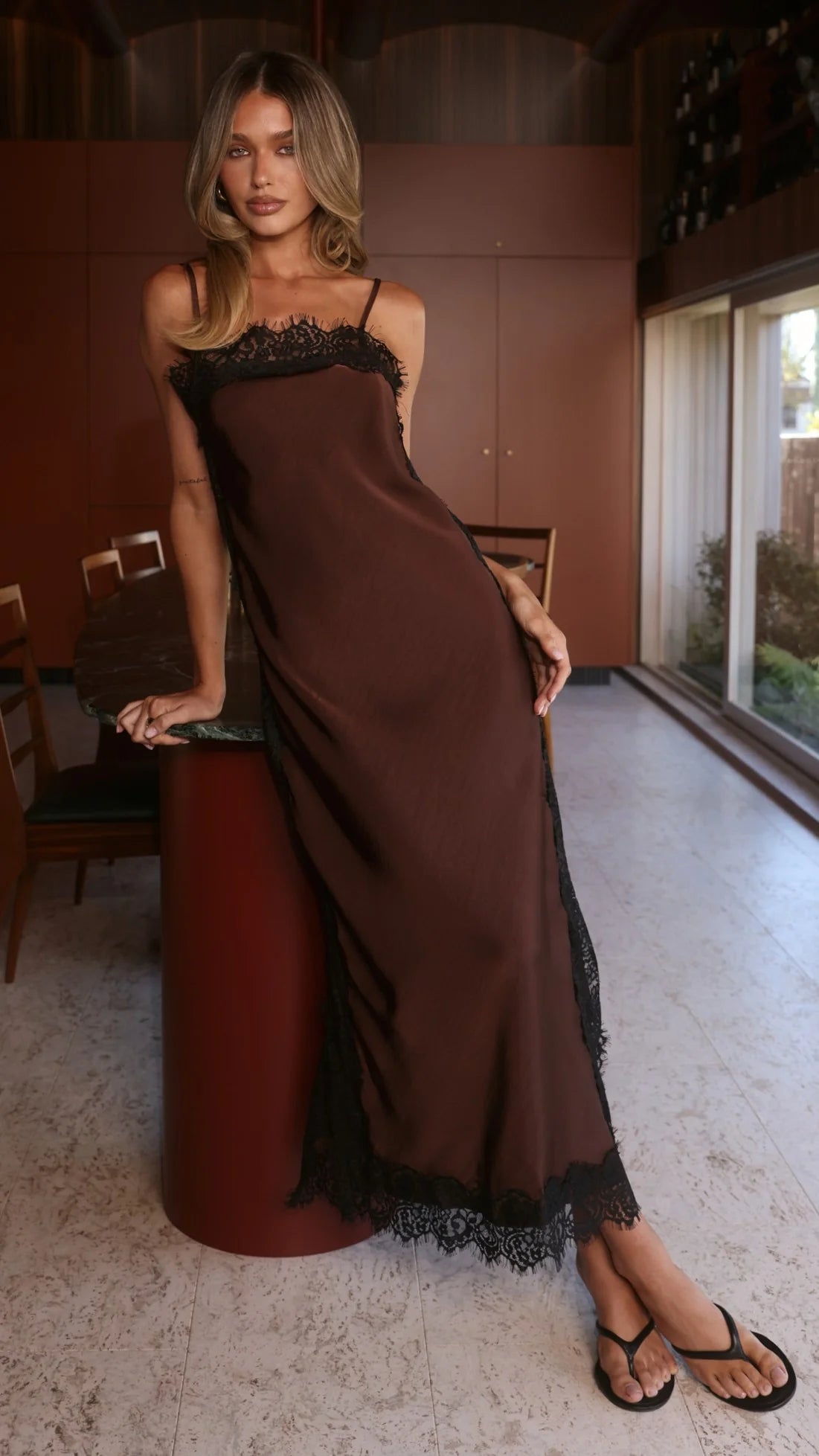 Naliah Maxi Dress - Chocolate/Black