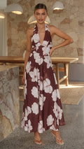 Skye Maxi Dress - Chocolate/White Floral