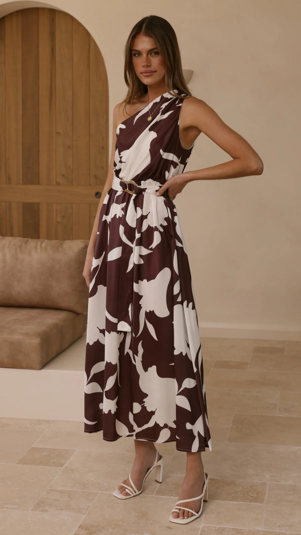 Hadas Maxi Dress - Chocolate/White Print