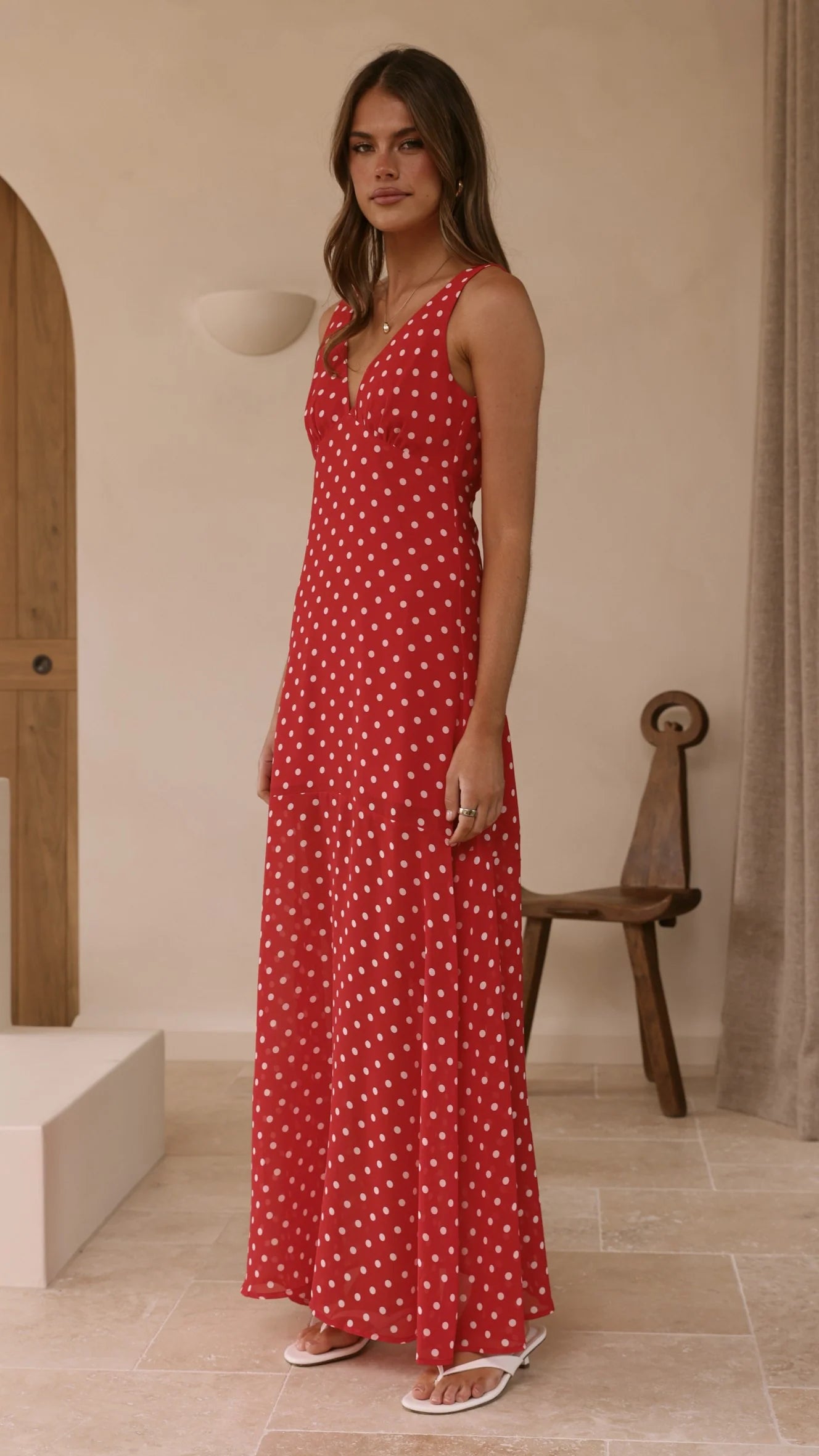 Oriella Maxi Dress - Red Polka