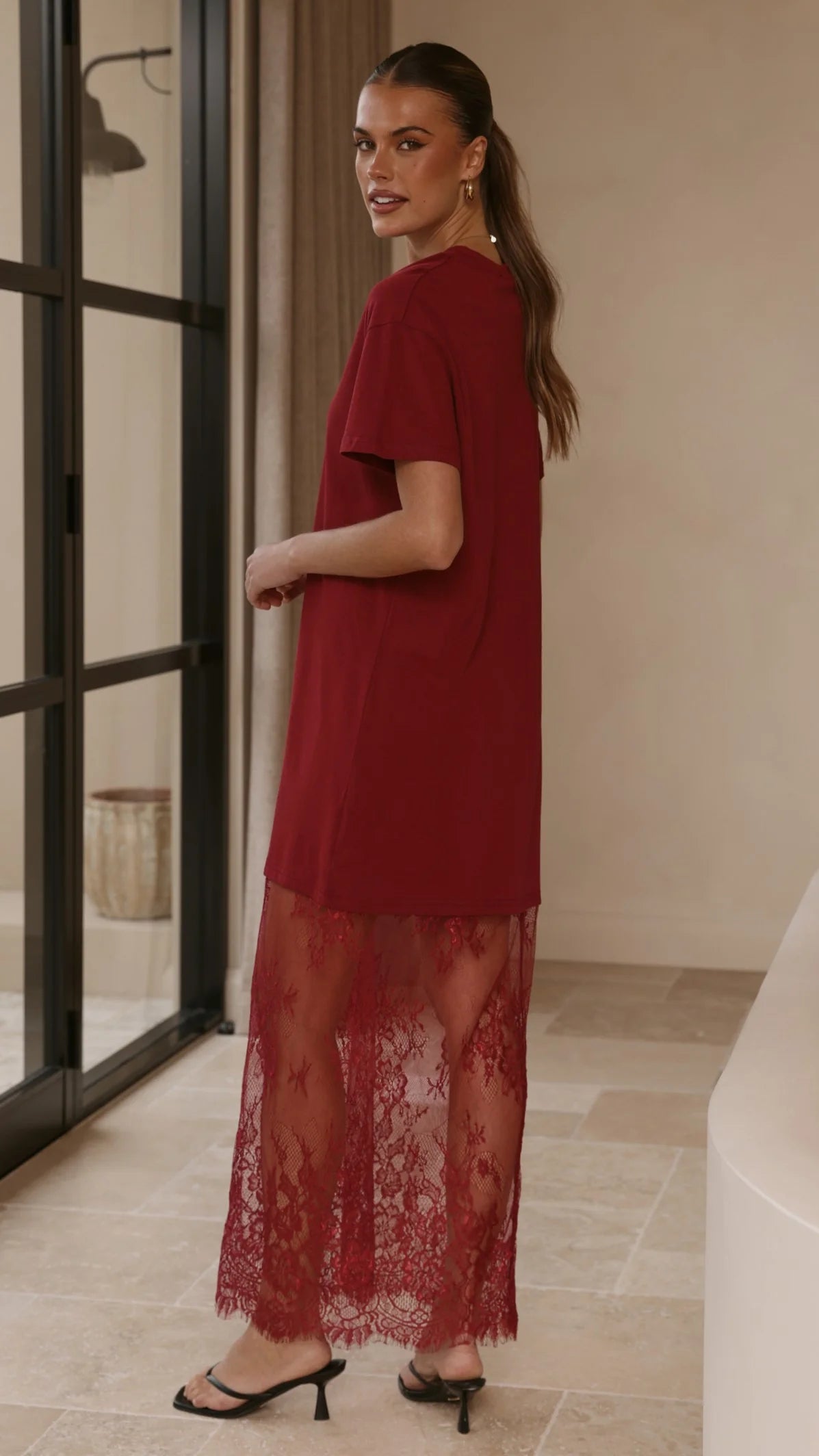 Adora T-Shirt Maxi Dress - Wine