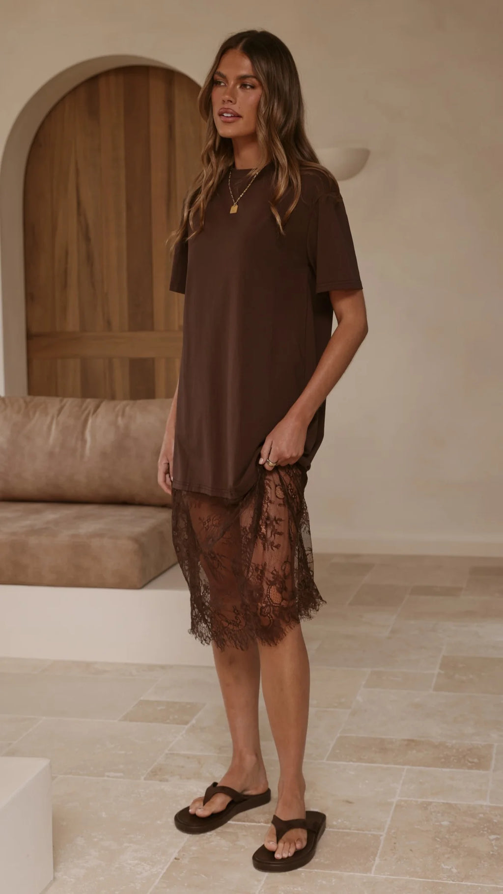 Danika T-Shirt Midi Dress - Chocolate