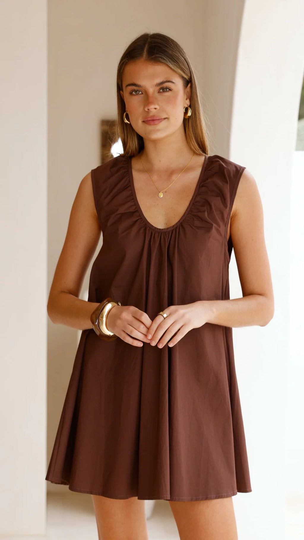 Vanessa Oversized Mini Dress - Chocolate