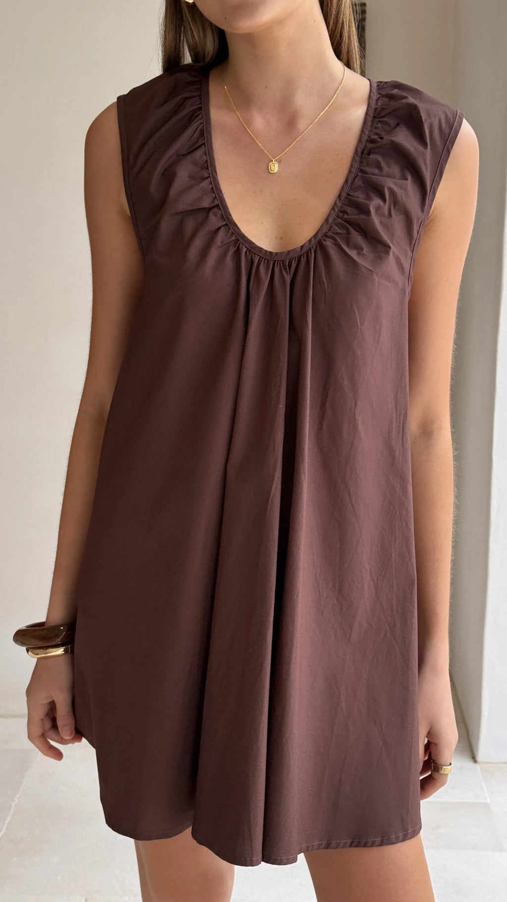 Vanessa Oversized Mini Dress - Chocolate