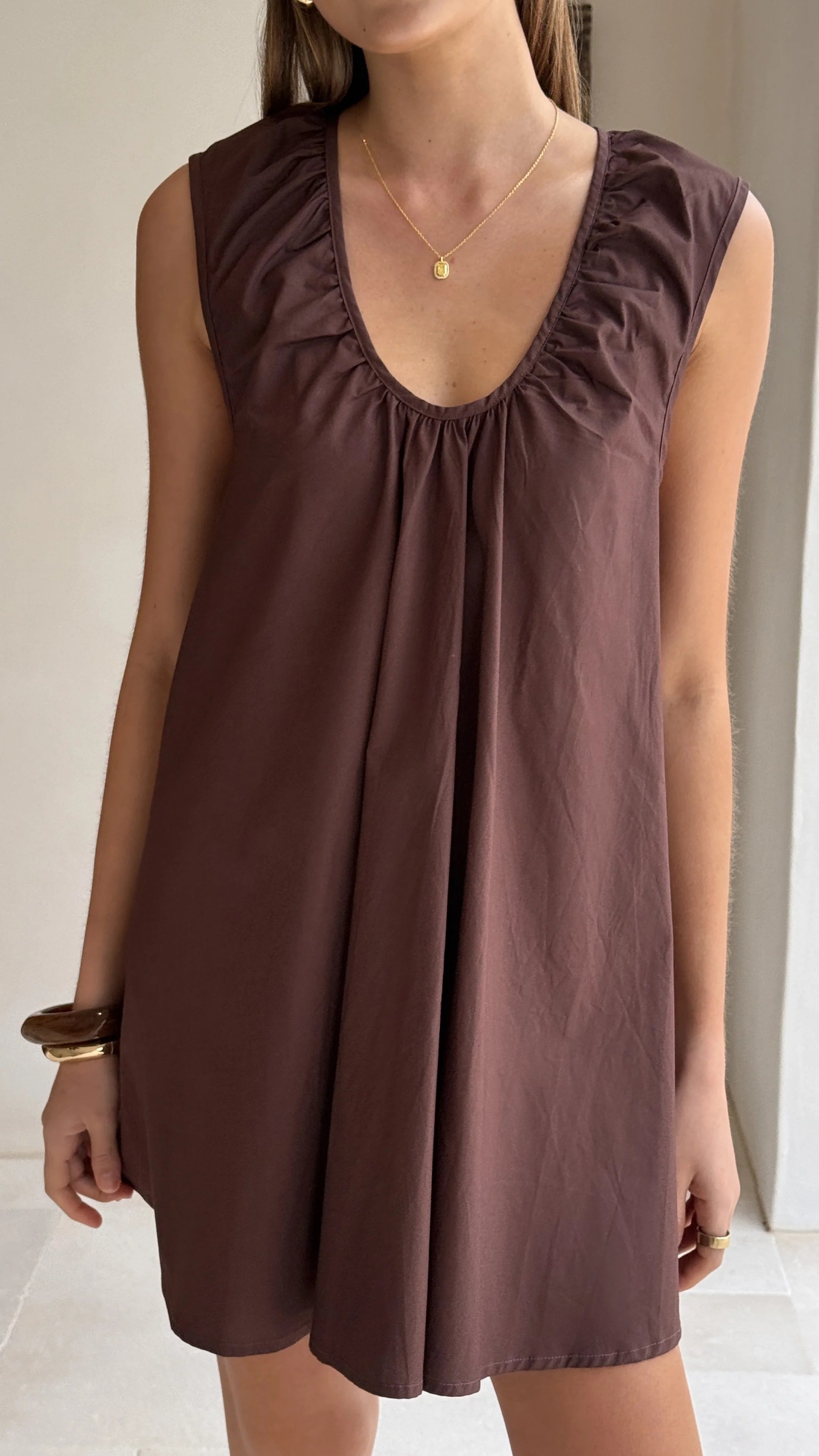 Vanessa Oversized Mini Dress - Chocolate