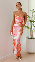 Ashley Maxi Dress - Pink/Orange Floral